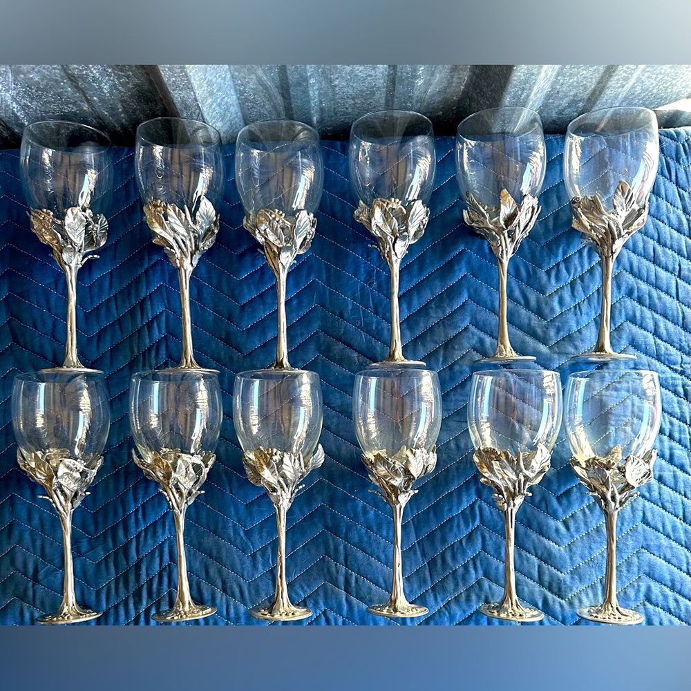 Vintage Castor Cooper Pewter Footed Wine Glasses - Set of 6